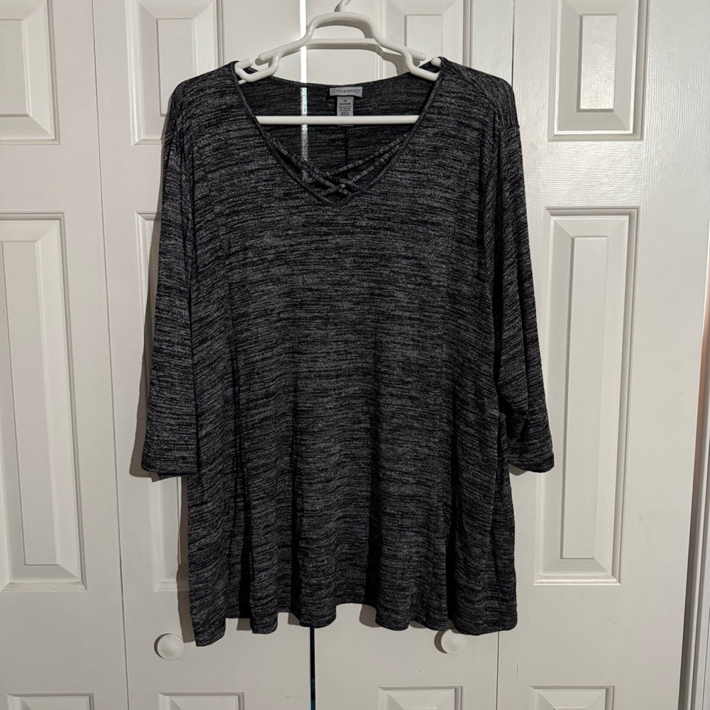 Catherines Charcoal Knit Top